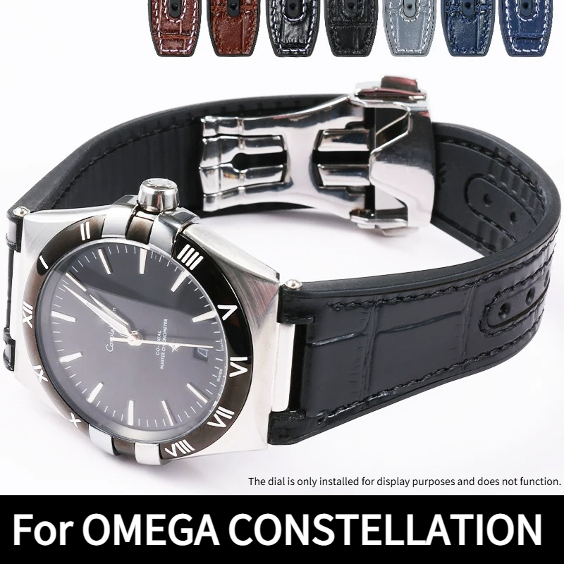 Omega Watch Constellation - Timsah desenli hakiki deri saat kayışı