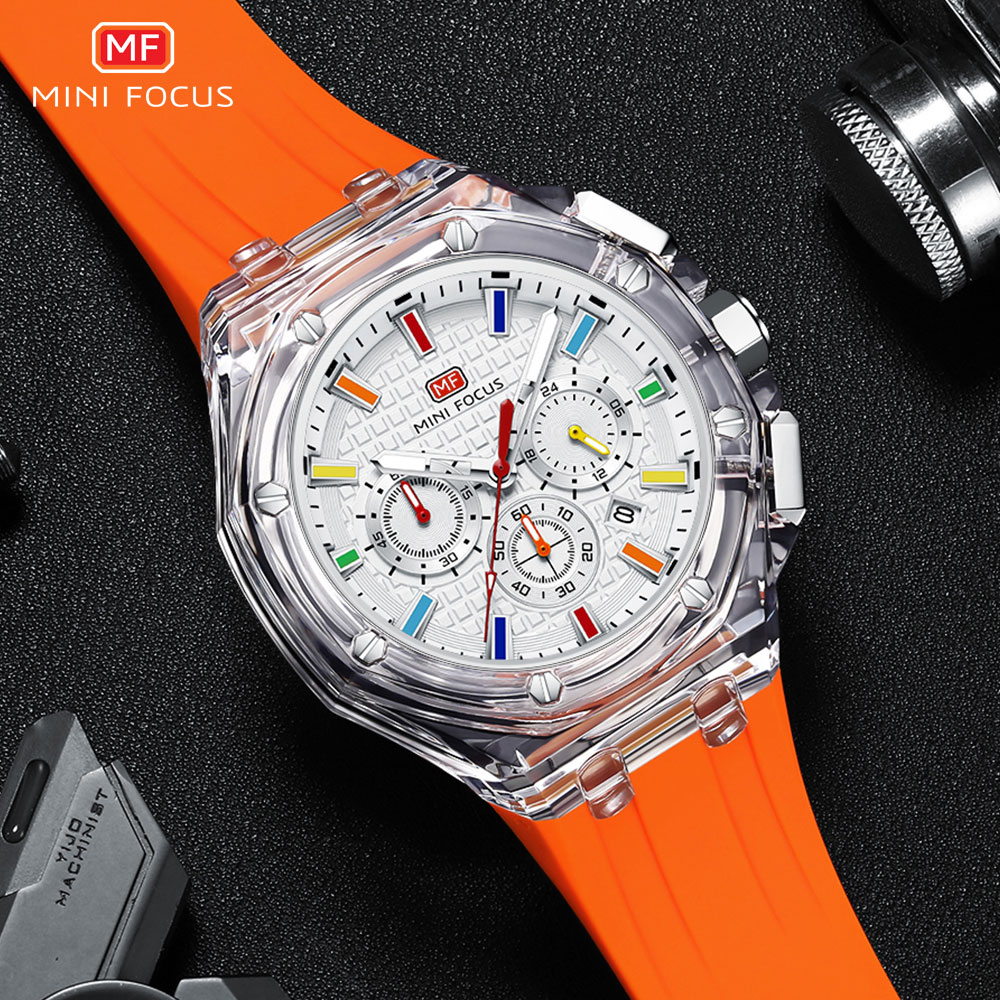 Silicone Sport Band - MINI FOCUS erkek Spor Kuvars Saatler