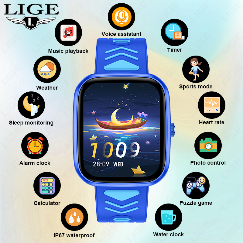 Smartwatch Watches Birthday Gift For Boys - LIGE Çocuk Akıllı Saati Oyun Su