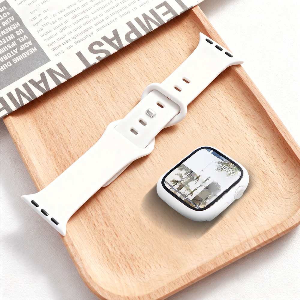 Silicone Sport Band - Apple Watch kayışları için Cam+Kılıf+kordon 44mm