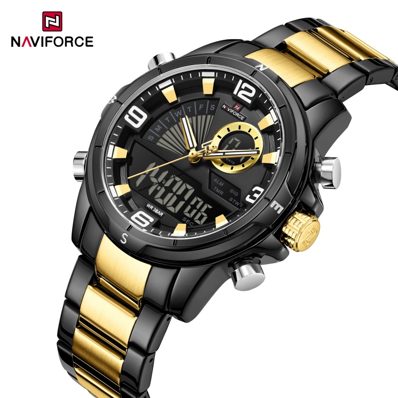 Analog Quartz Watch - NAVIFORCE Erkekler Çift Ekranlı Saat 3ATM